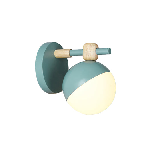 White Glass Globe Wall Mount Nordic 1 Light Wall Light Fixture with Adjustable Shade in Grey/Pink/Yellow Clearhalo 'Wall Lamps & Sconces' 'Wall Lights' Lighting' 1694845