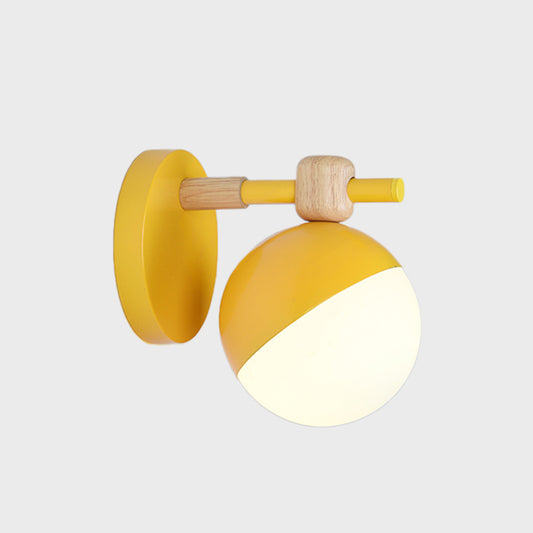 White Glass Globe Wall Mount Nordic 1 Light Wall Light Fixture with Adjustable Shade in Grey/Pink/Yellow Clearhalo 'Wall Lamps & Sconces' 'Wall Lights' Lighting' 1694854