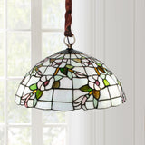 Bowl Ceiling Chandelier 3 Lights Handcrafted Art Glass Vintage Down Lighting Pendant in White Clearhalo 'Ceiling Lights' 'Chandeliers' 'Industrial' 'Middle Century Chandeliers' 'Tiffany Chandeliers' 'Tiffany close to ceiling' 'Tiffany' Lighting' 1694864