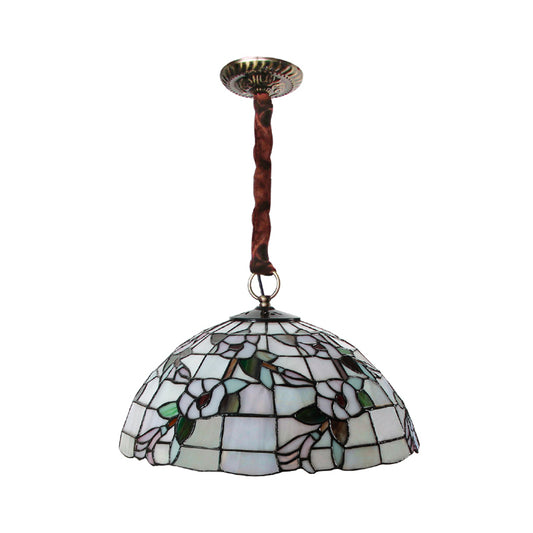 Bowl Ceiling Chandelier 3 Lights Handcrafted Art Glass Vintage Down Lighting Pendant in White Clearhalo 'Ceiling Lights' 'Chandeliers' 'Industrial' 'Middle Century Chandeliers' 'Tiffany Chandeliers' 'Tiffany close to ceiling' 'Tiffany' Lighting' 1694865