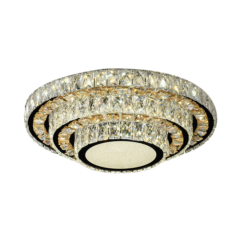 Stainless-Steel Layered Circle Flush Light Modern Style Clear Beveled Crystal LED Ceiling Lighting for Bedroom Clearhalo 'Ceiling Lights' 'Close To Ceiling Lights' 'Close to ceiling' 'Flush mount' Lighting' 1694869