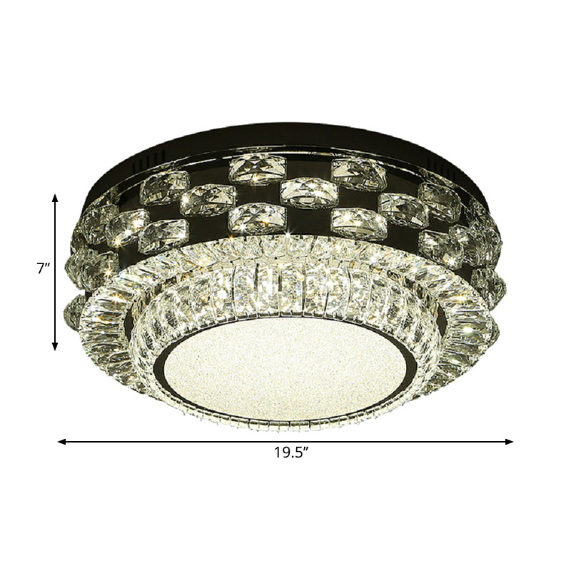 Round/Square Ceiling Lighting Minimalism Beveled Crystal LED Chrome Flush Mount Fixture in Warm/White Light Clearhalo 'Ceiling Lights' 'Close To Ceiling Lights' 'Close to ceiling' 'Flush mount' Lighting' 1694883