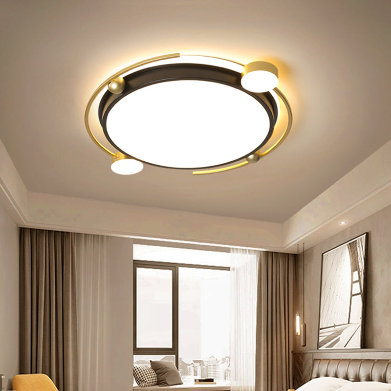 Black-Gold Round Ceiling Light Fixture Contemporary LED Acrylic Flushmount Lighting - Clearhalo - 'Ceiling Lights' - 'Close To Ceiling Lights' - 'Close to ceiling' - 'Flush mount' - Lighting' - 1694885