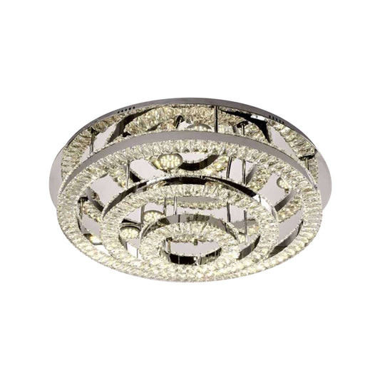 Layered Ring Crystal Block Ceiling Lamp Contemporary LED Chrome Semi Flush Mount in Warm/White Light Clearhalo 'Ceiling Lights' 'Close To Ceiling Lights' 'Close to ceiling' 'Semi-flushmount' Lighting' 1694924