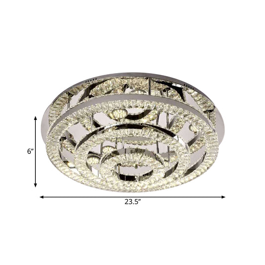 Layered Ring Crystal Block Ceiling Lamp Contemporary LED Chrome Semi Flush Mount in Warm/White Light Clearhalo 'Ceiling Lights' 'Close To Ceiling Lights' 'Close to ceiling' 'Semi-flushmount' Lighting' 1694925