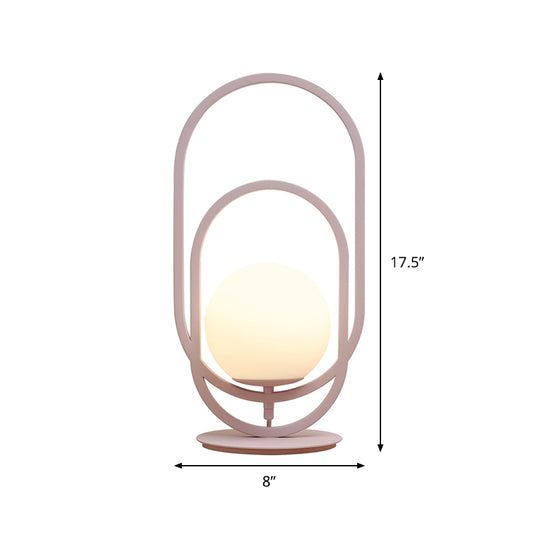 Global White Glass Table Lamp Modernist 1 Bulb Pink Reading Light with Double Oblong Decor Clearhalo 'Lamps' 'Table Lamps' Lighting' 1694929