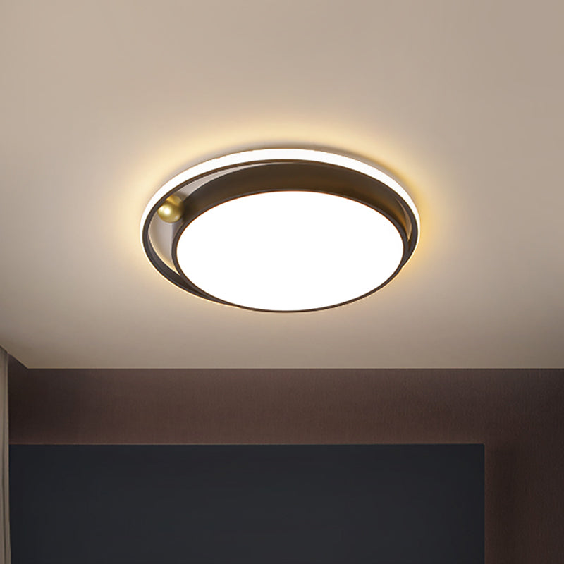 Round Acrylic Flush Light Fixture Nordic 16"/19.5" Wide LED Black Flush Mount Lamp for Bedroom Black Clearhalo 'Ceiling Lights' 'Close To Ceiling Lights' 'Close to ceiling' 'Flush mount' Lighting' 1694955