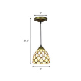 6"/7.5"/16" W Brass 1 Head Drop Pendant Tiffany Hand Cut Glass Bowl Suspension Light with Jewel for Living Room Clearhalo 'Ceiling Lights' 'Industrial' 'Middle Century Pendants' 'Pendant Lights' 'Pendants' 'Tiffany close to ceiling' 'Tiffany Pendants' 'Tiffany' Lighting' 169495