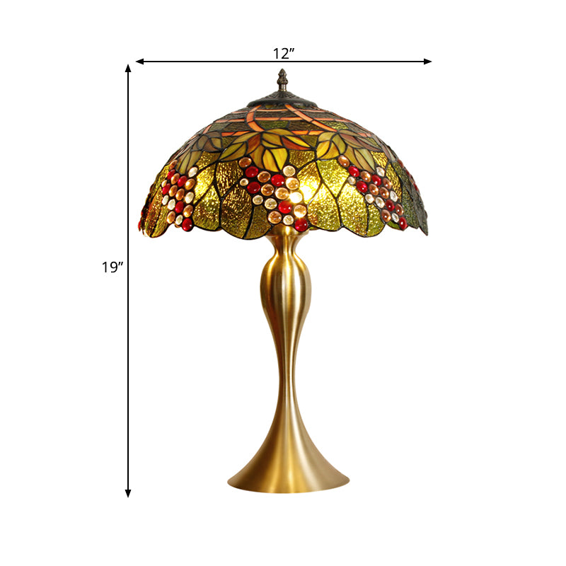Grape Night Table Light 1-Bulb Handcrafted Glass Victorian Style Reading Lamp in Brass Clearhalo 'Lamps' 'Table Lamps' Lighting' 1694963