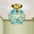 Single Light Flower Ceiling Fixture Victorian White/Pink/Orange Stained Glass Semi Mount Lighting Blue Clearhalo 'Ceiling Lights' 'Chandeliers' 'Close To Ceiling Lights' 'Close to ceiling' 'Semi-flushmount' 'Tiffany close to ceiling' 'Tiffany' Lighting' 1694988