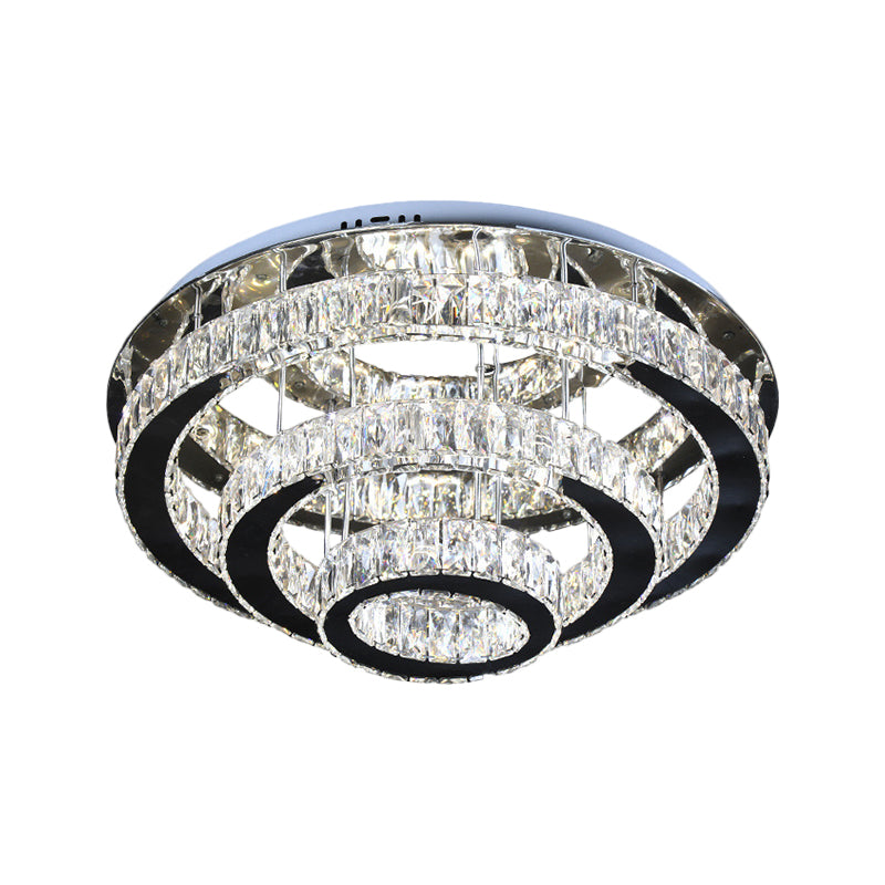 Clear Crystal Circular Ceiling Mounted Fixture Modernist Stainless-Steel LED Flush Light for Dining Room - Clearhalo - 'Ceiling Lights' - 'Close To Ceiling Lights' - 'Close to ceiling' - 'Flush mount' - Lighting' - 1695006