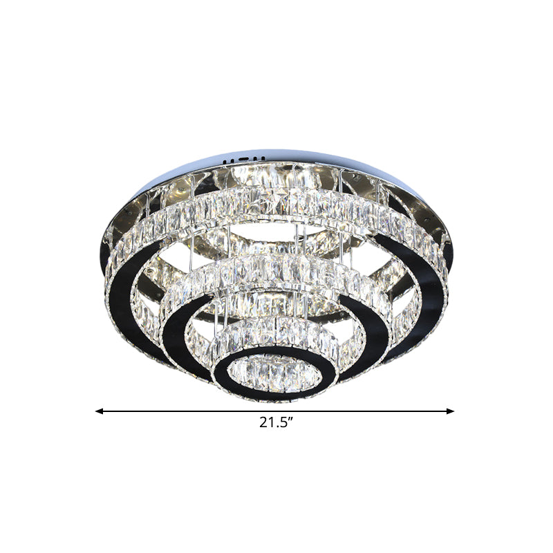 Clear Crystal Circular Ceiling Mounted Fixture Modernist Stainless-Steel LED Flush Light for Dining Room - Clearhalo - 'Ceiling Lights' - 'Close To Ceiling Lights' - 'Close to ceiling' - 'Flush mount' - Lighting' - 1695007