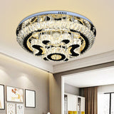 Tiered Ceiling Light Fixture Modern Clear Crystal Block Stainless-Steel LED Flush Mount Lamp for Living Room Clear Clearhalo 'Ceiling Lights' 'Close To Ceiling Lights' 'Close to ceiling' 'Flush mount' Lighting' 1695008