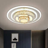 Layered Circular Faceted Crystal Flush Light Contemporary Stainless-Steel LED Close to Ceiling Lamp for Living Room - Clearhalo - 'Ceiling Lights' - 'Close To Ceiling Lights' - 'Close to ceiling' - 'Flush mount' - Lighting' - 1695013