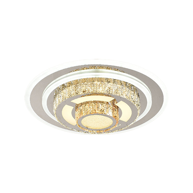 Layered Circular Faceted Crystal Flush Light Contemporary Stainless-Steel LED Close to Ceiling Lamp for Living Room - Clearhalo - 'Ceiling Lights' - 'Close To Ceiling Lights' - 'Close to ceiling' - 'Flush mount' - Lighting' - 1695014