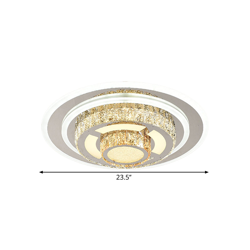Layered Circular Faceted Crystal Flush Light Contemporary Stainless-Steel LED Close to Ceiling Lamp for Living Room Clearhalo 'Ceiling Lights' 'Close To Ceiling Lights' 'Close to ceiling' 'Flush mount' Lighting' 1695015