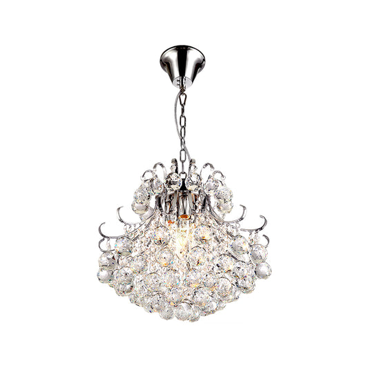 Cascading Ceiling Chandelier Contemporary Clear Crystal 4 Heads Chrome Hanging Pendant Light for Bedroom Clearhalo 'Ceiling Lights' 'Chandeliers' 'Modern Chandeliers' 'Modern' Lighting' 1695027