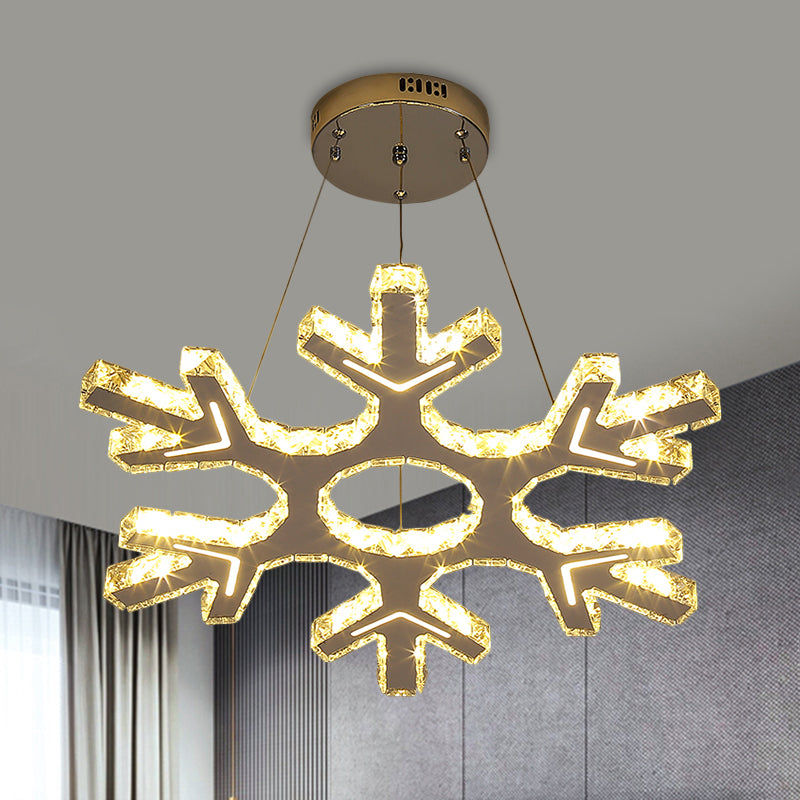 Modernity Snowflake Chandelier Light Beveled Crystal LED Corridor Ceiling Pendant in Stainless-Steel Stainless-Steel Clearhalo 'Ceiling Lights' 'Chandeliers' 'Modern Chandeliers' 'Modern' Lighting' 1695033