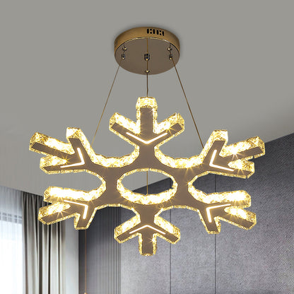 Modernity Snowflake Chandelier Light Beveled Crystal LED Corridor Ceiling Pendant in Stainless-Steel Stainless-Steel Clearhalo 'Ceiling Lights' 'Chandeliers' 'Modern Chandeliers' 'Modern' Lighting' 1695033