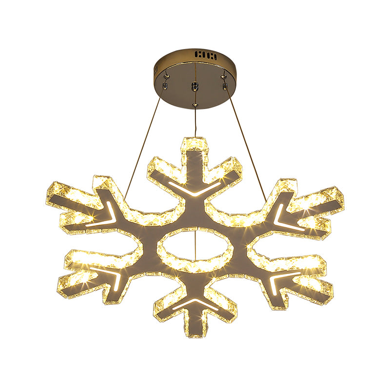 Modernity Snowflake Chandelier Light Beveled Crystal LED Corridor Ceiling Pendant in Stainless-Steel Clearhalo 'Ceiling Lights' 'Chandeliers' 'Modern Chandeliers' 'Modern' Lighting' 1695035
