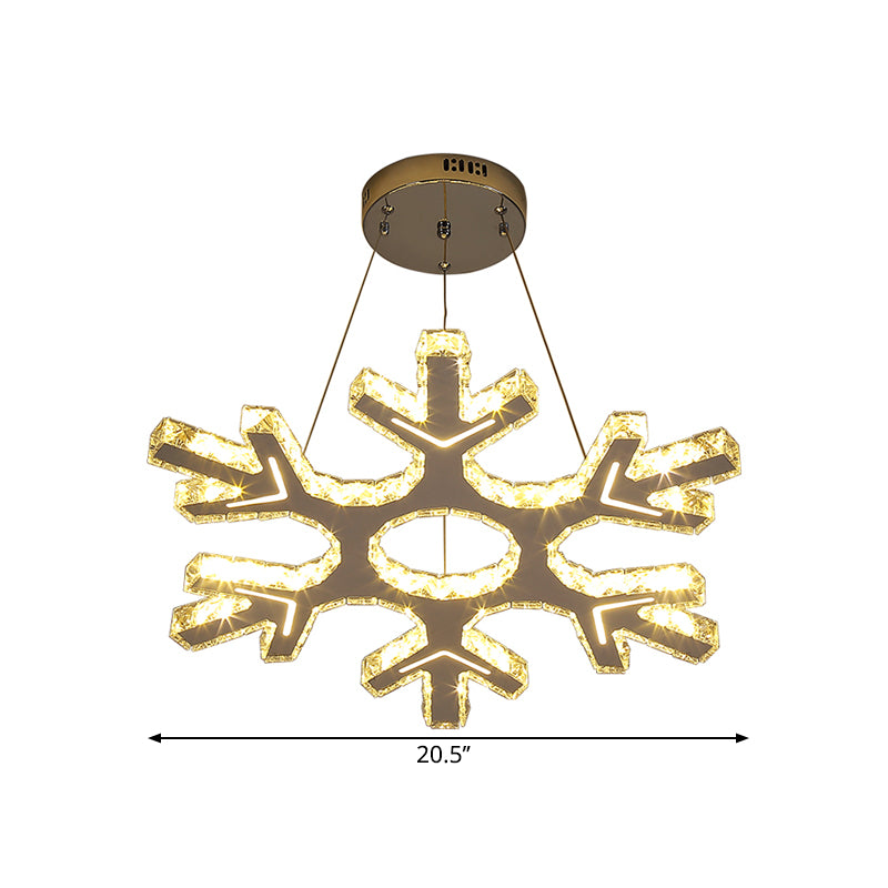 Modernity Snowflake Chandelier Light Beveled Crystal LED Corridor Ceiling Pendant in Stainless-Steel Clearhalo 'Ceiling Lights' 'Chandeliers' 'Modern Chandeliers' 'Modern' Lighting' 1695036