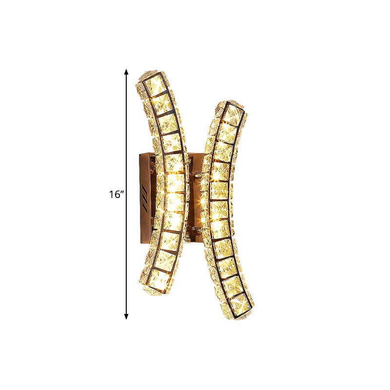 Crystal Dual Vertical Wall Sconce Lighting Simple LED Wall Light Fixture in Stainless-Steel, Warm/White Light Clearhalo 'Modern wall lights' 'Modern' 'Wall Lamps & Sconces' 'Wall Lights' Lighting' 1695048