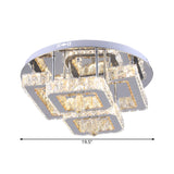 Simple Square Ceiling Flush Mount Crystal Block Dining Room LED Semi Flush Lamp in Chrome, Remote Control Stepless Dimming Light Clearhalo 'Ceiling Lights' 'Close To Ceiling Lights' 'Close to ceiling' 'Semi-flushmount' Lighting' 1695089