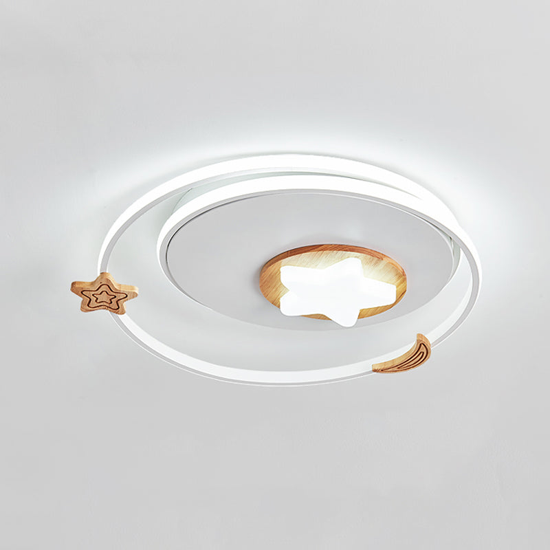 Round Flush Light Fixture Modernist Acrylic LED White Flush Mount Lamp with Star and Moon Decor Clearhalo 'Ceiling Lights' 'Close To Ceiling Lights' 'Close to ceiling' 'Flush mount' Lighting' 1695092