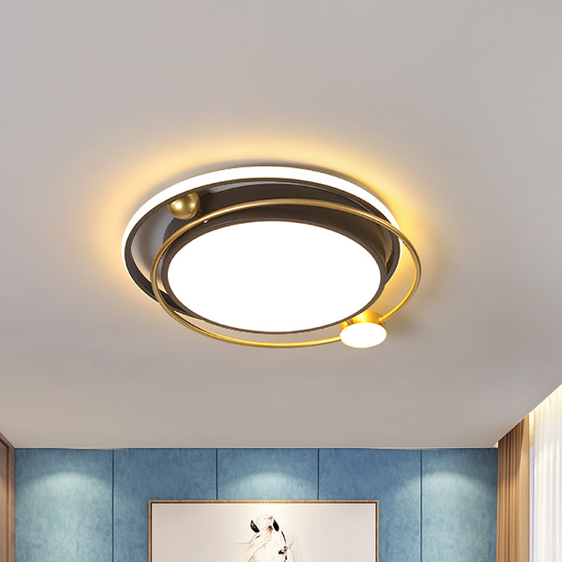 Metallic Circular Flush Light Fixture Minimalist LED Flush Mount Lighting in Black-Gold - Black-Gold - Clearhalo - 'Ceiling Lights' - 'Close To Ceiling Lights' - 'Close to ceiling' - 'Flush mount' - Lighting' - 1695094