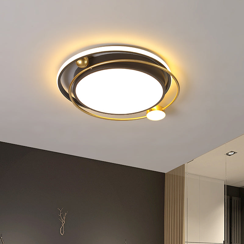 Metallic Circular Flush Light Fixture Minimalist LED Flush Mount Lighting in Black-Gold - Clearhalo - 'Ceiling Lights' - 'Close To Ceiling Lights' - 'Close to ceiling' - 'Flush mount' - Lighting' - 1695095