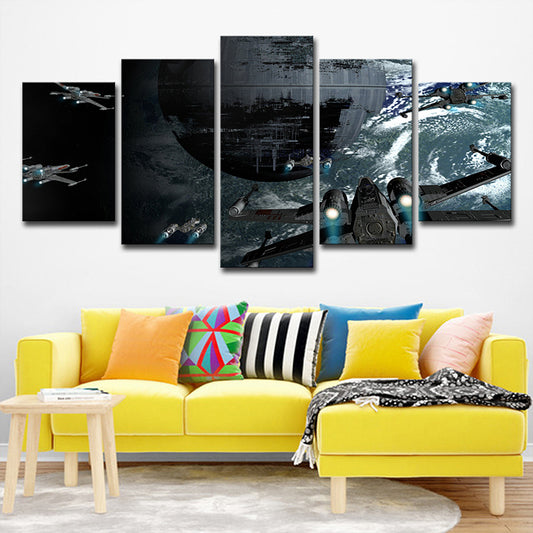 Blue Science Fiction Canvas Wall Art Space Fighters Wall Decor for Teens Bedroom Blue Clearhalo 'Art Gallery' 'Canvas Art' 'Kids' Arts' 1695155