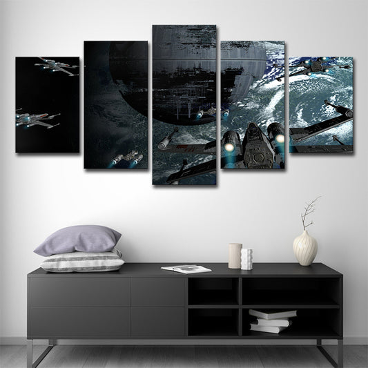 Blue Science Fiction Canvas Wall Art Space Fighters Wall Decor for Teens Bedroom Clearhalo 'Art Gallery' 'Canvas Art' 'Kids' Arts' 1695156