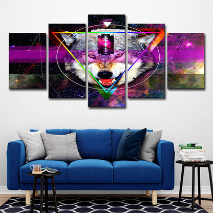 Purple Wolf Head Wall Art Decor Multi-Piece Modernist House Interior Canvas Print Purple Clearhalo 'Art Gallery' 'Canvas Art' 'Contemporary Art Gallery' 'Modern' Arts' 1695162
