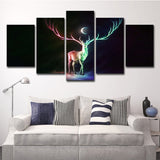 Cartoon Elk and Crescent Canvas Print Green Child Bedroom Wall Art Decor, Multi-Piece Clearhalo 'Art Gallery' 'Canvas Art' 'Kids' Arts' 1695171