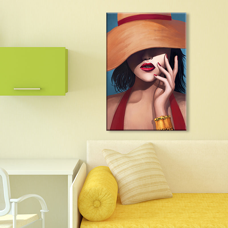 Victorian Fashion Lady Art Print Dark Color Decorative Wall Decor for Sleeping Room Clearhalo 'Arts' 'Canvas Art' 1695213