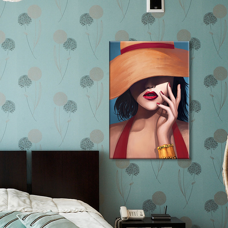 Victorian Fashion Lady Art Print Dark Color Decorative Wall Decor for Sleeping Room Clearhalo 'Arts' 'Canvas Art' 1695214