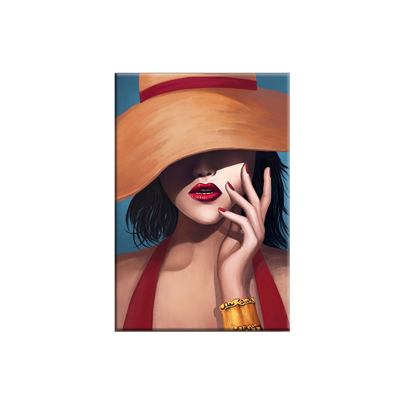 Victorian Fashion Lady Art Print Dark Color Decorative Wall Decor for Sleeping Room Clearhalo 'Arts' 'Canvas Art' 1695215