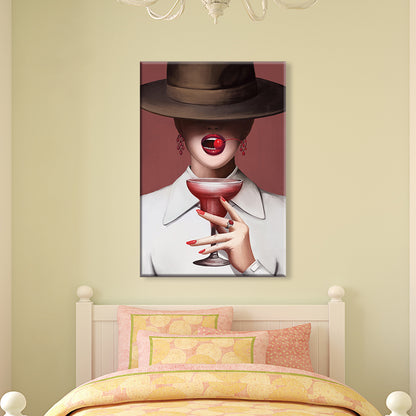 Victorian Fashion Lady Art Print Dark Color Decorative Wall Decor for Sleeping Room Brown Clearhalo 'Arts' 'Canvas Art' 1695219