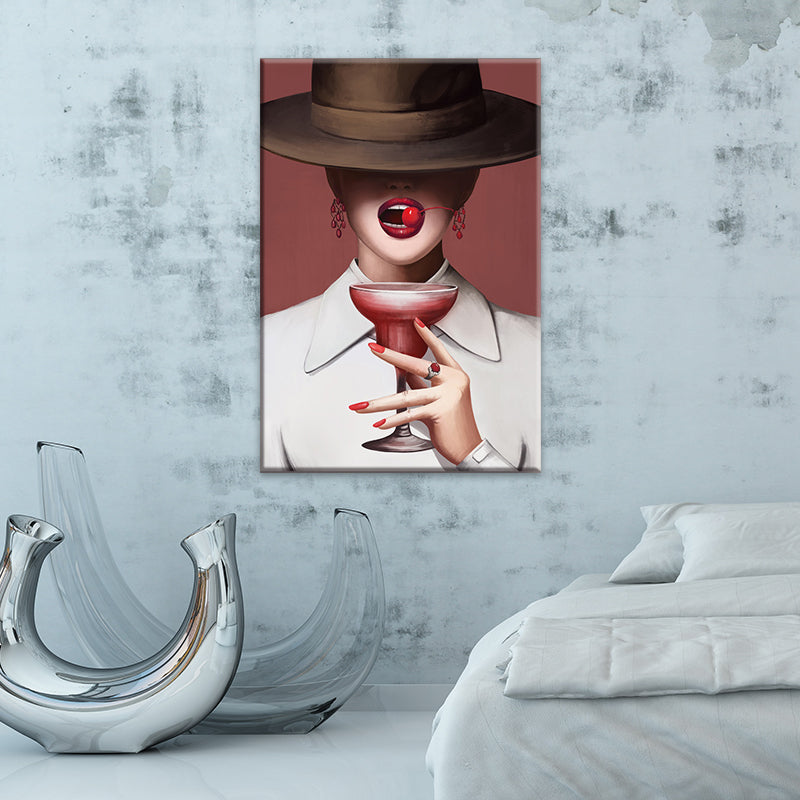 Victorian Fashion Lady Art Print Dark Color Decorative Wall Decor for Sleeping Room Clearhalo 'Arts' 'Canvas Art' 1695220