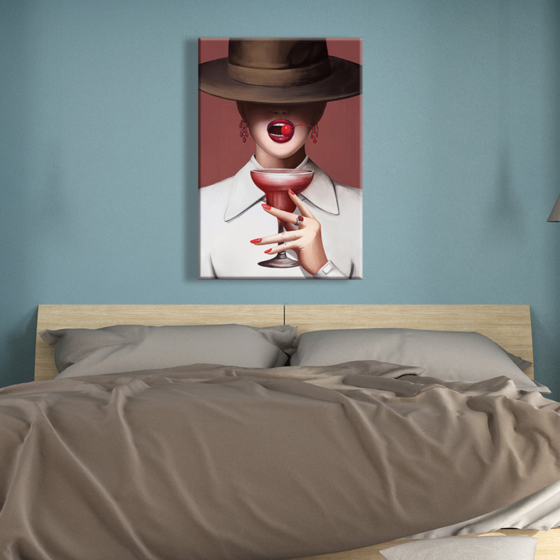 Victorian Fashion Lady Art Print Dark Color Decorative Wall Decor for Sleeping Room Clearhalo 'Arts' 'Canvas Art' 1695221