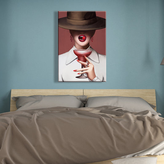 Victorian Fashion Lady Art Print Dark Color Decorative Wall Decor for Sleeping Room Clearhalo 'Arts' 'Canvas Art' 1695221