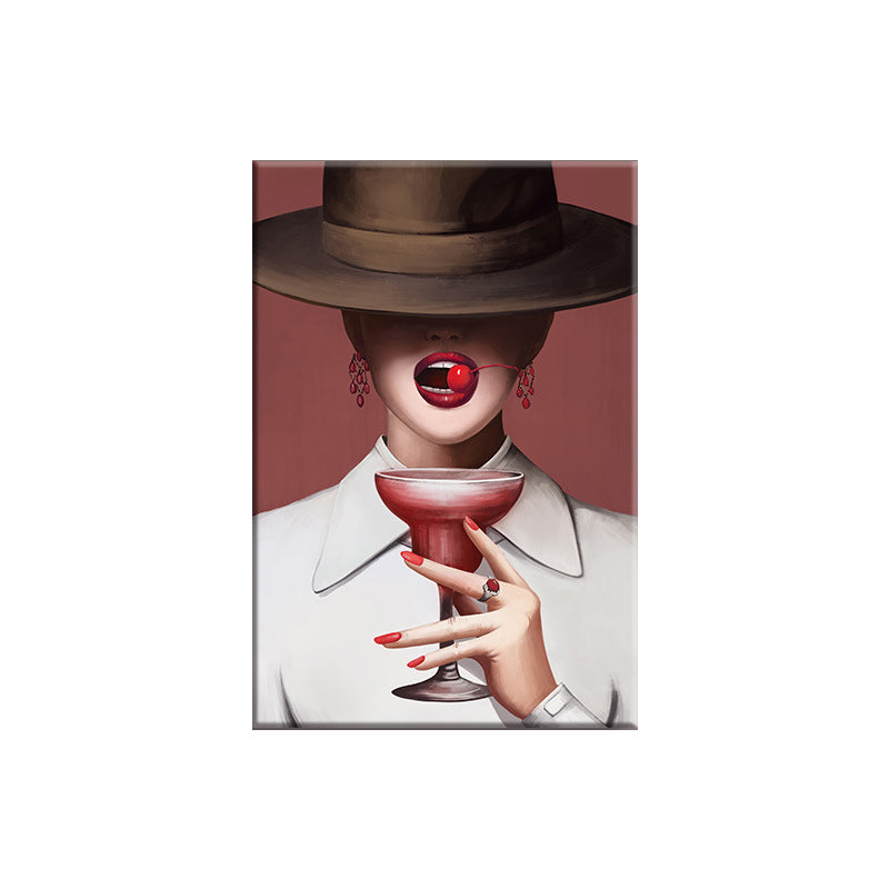 Victorian Fashion Lady Art Print Dark Color Decorative Wall Decor for Sleeping Room Clearhalo 'Arts' 'Canvas Art' 1695222