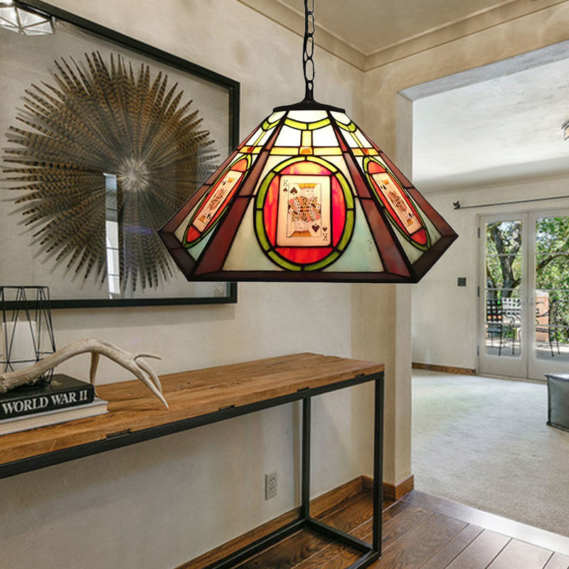 Spade/Poker Hanging Lamp Kit Tiffany Hand Rolled Art Glass 3 Lights ...