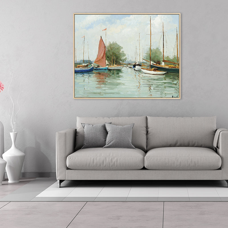 Landscape Canvas Wall Art French Country Textured Painting in Green for Living Room Clearhalo 'Arts' 'Canvas Art' 1695260