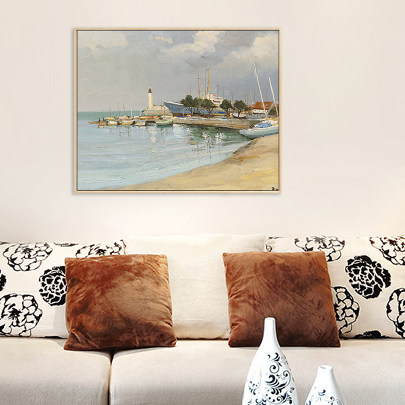 Landscape Canvas Wall Art French Country Textured Painting in Green for Living Room Clearhalo 'Arts' 'Canvas Art' 1695265