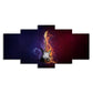 Water and Fire Guitar Canvas Print Contemporary Multi-Piece Wall Art Decor in Black Clearhalo 'Art Gallery' 'Canvas Art' 'Contemporary Art Gallery' 'Modern' Arts' 1695285