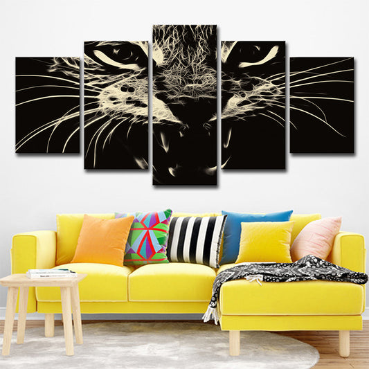Black Cat Wall Art Pet Modern Style Multi-Piece Canvas Print for Living Room Clearhalo 'Art Gallery' 'Canvas Art' 'Contemporary Art Gallery' 'Modern' Arts' 1695318
