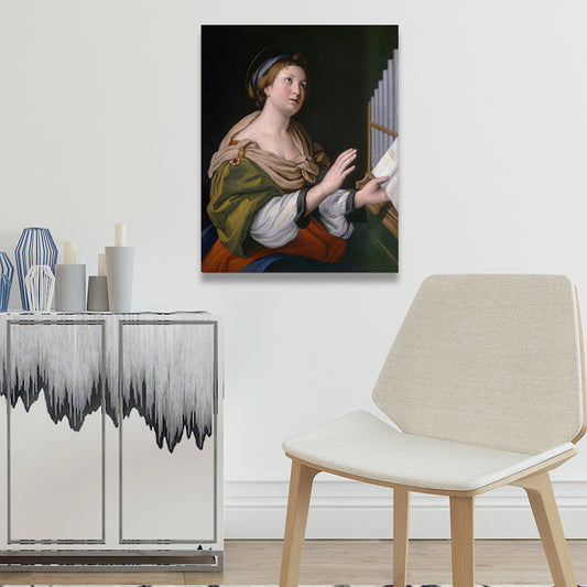 Noblewoman Portrait Painting Textured Retro Style Home Canvas Wall Art in Dark Color Clearhalo 'Arts' 'Canvas Art' 1695347
