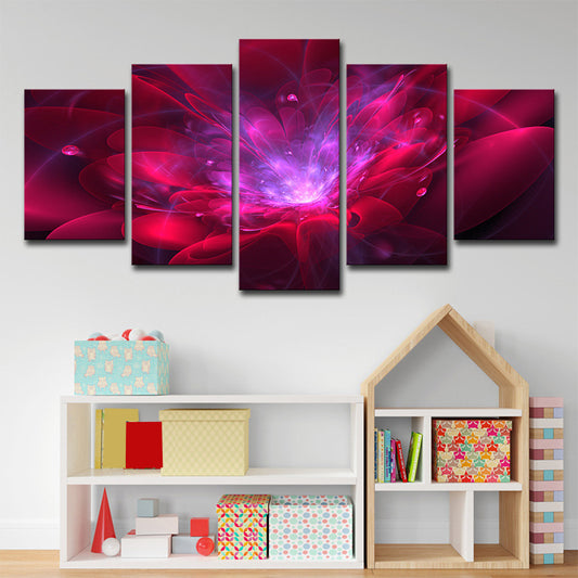 Red Flower Blossom Canvas Print Multi-Piece Stylish Girls Bedroom Wall Art Decor Red Clearhalo 'Art Gallery' 'Canvas Art' 'Contemporary Art Gallery' 'Modern' Arts' 1695388