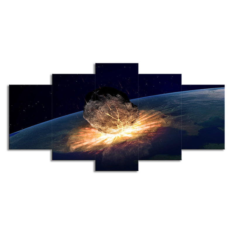 Meteorite Planet Killer Canvas Print Gold Science Fiction Wall Art Decor for Living Room Clearhalo 'Art Gallery' 'Canvas Art' 'Kids' Arts' 1695419